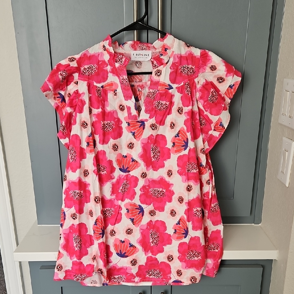 First Love By Lovelyn Pink Floral Blouse